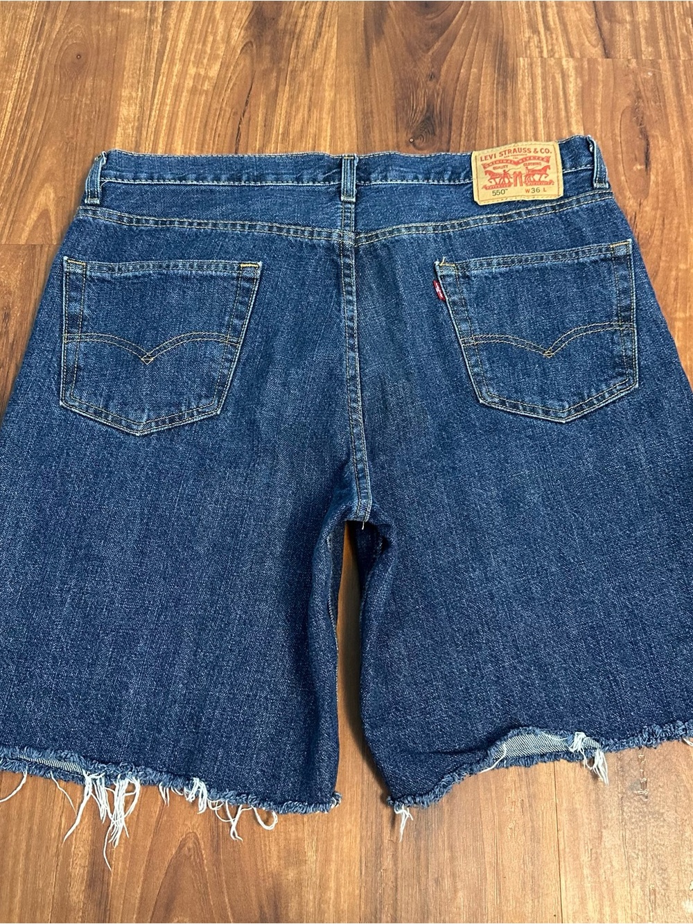 Levi's Blue Denim Cutoff Jeans Shorts with Raw Hem